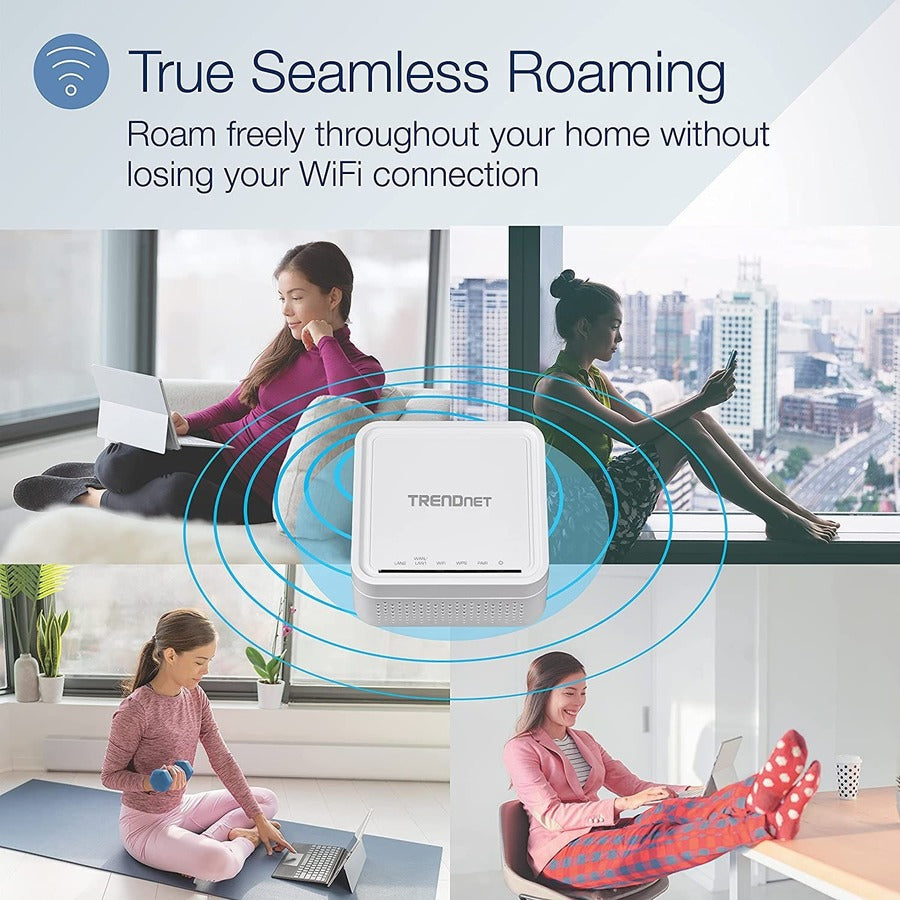 TRENDnet AC1200 WiFi EasyMesh Remote Node, utilitaire de configuration basé sur une application, itinérance WiFi transparente, formation de faisceaux, prend en charge les appareils 2,4 GHz et 5 GHz, TEW-832MDR, blanc TEW-832MDR