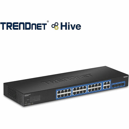 TRENDnet Switch Web intelligent Gigabit à 28 ports ; 24 ports Gigabit ; 4 ports Gigabit partagés (RJ-45/SFP) ; VLAN ; QoS ; LACP ; IPv6 ; capacité de commutation de 56 Gbit/s ; protection à vie ; TEG-284WS TEG-284WS
