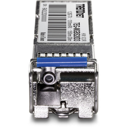 Module LC monomode double longueur d'onde SFP vers RJ45 TRENDnet ; TEG-MGBS20D3 ; Doit être couplé avec TEG-MGBS20D5 ou un module compatible ; Jusqu'à 20 km (12,4 miles) ; SFP bidirectionnel (WDM) ; Protection à vie TEG-MGBS20D3