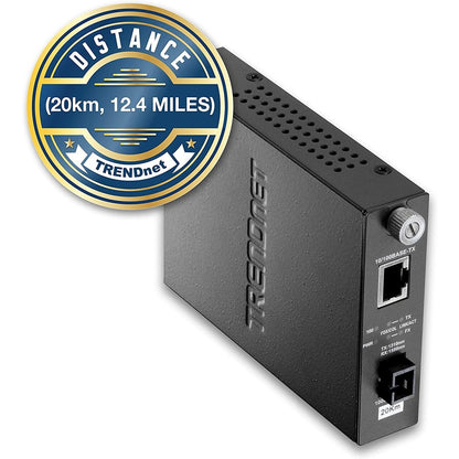 TRENDnet 10/100Mbps TX to 100Base-FX Dual-Wavelength Single-Mode Fiber Media Converter; Use with TFC-110S20D5; Up to 20km (12.4 Miles); Fiber to Ethernet Converter; Lifetime Protection; TFC-110S20D3 TFC-110S20D3