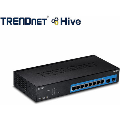 TRENDnet Switch Web Smart Gigabit 10 ports ; capacité de commutation 20 Gbps ; 8 ports RJ-45 ; 2 x SFP ; emplacements ; VLAN ; QoS ; LACP ; prise en charge IPv6 ; sans ventilateur ; montable en rack ; protection à vie ; TEG-082WS TEG-082WS