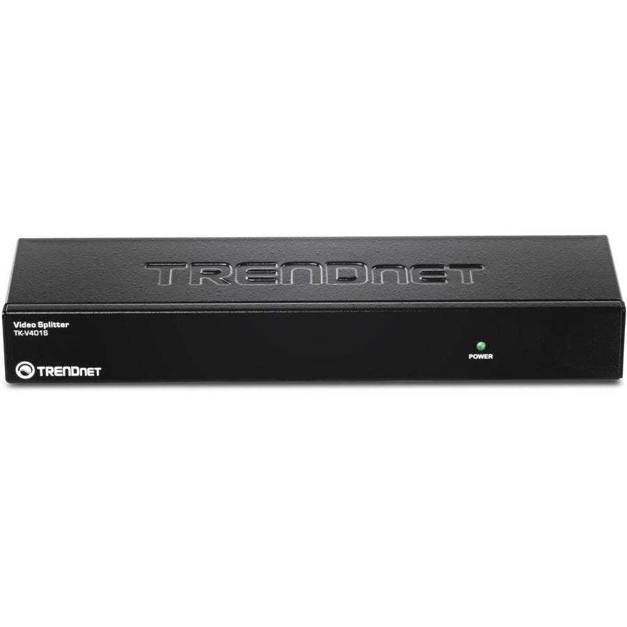TRENDnet Séparateur vidéo empilable à 4 ports, cascade jusqu'à 3 unités, clonage, répétition, prise en charge VGA, SVGA, affichage multisynchronisation, jusqu'à 65 mètres, TK-V401S TK-V401S
