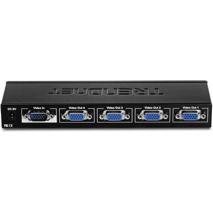 TRENDnet Séparateur vidéo empilable à 4 ports, cascade jusqu'à 3 unités, clonage, répétition, prise en charge VGA, SVGA, affichage multisynchronisation, jusqu'à 65 mètres, TK-V401S TK-V401S