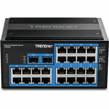 Commutateur industriel renforcé Gigabit DIN-Rail à 26 ports TRENDnet TI-G262