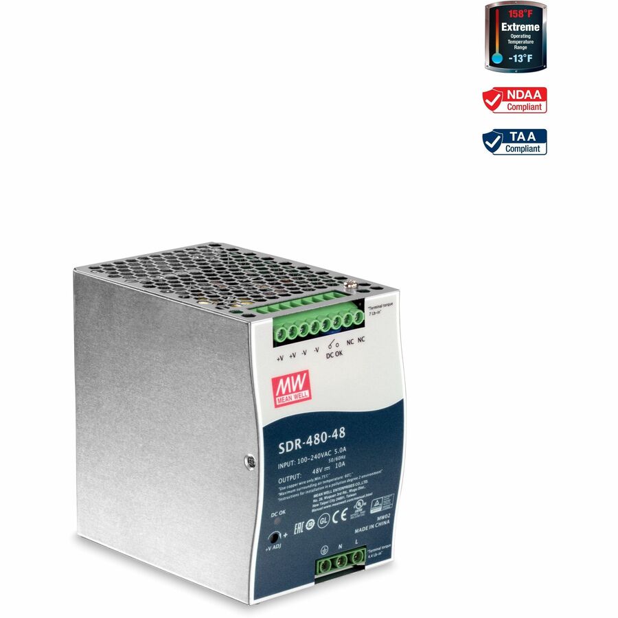 Alimentation sur rail DIN TRENDnet 480 W, 48 V DC, 10 A AC vers DC avec fonction PFC, TI-S48048 TI-S48048