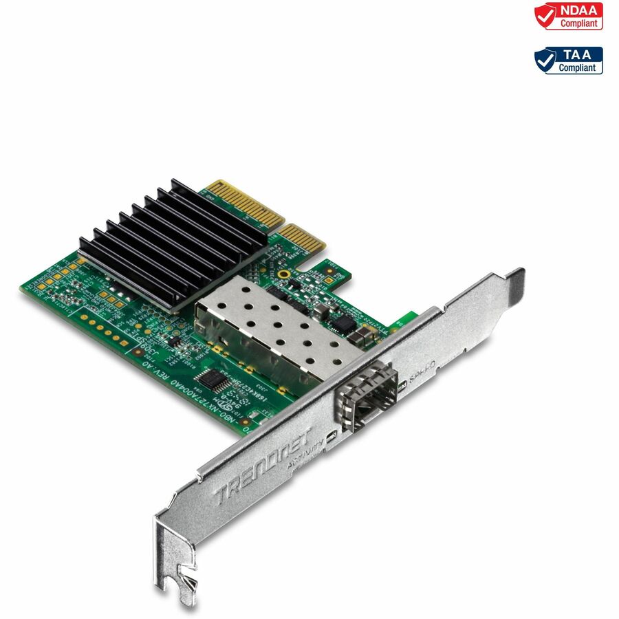 Adaptateur réseau TRENDnet 10 Gigabit PCIe SFP+, convertit un emplacement PCIe en un emplacement SFP+ 10G, prend en charge 802.1Q, supports standard et discrets inclus, compatible avec Windows et Linux, noir, TEG-10GECSFP TEG-10GECSFP