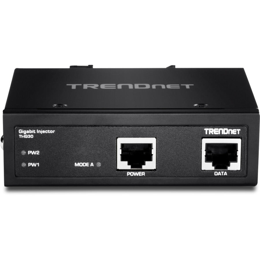 Injecteur PoE+ Gigabit industriel renforcé TRENDnet, rail DIN, montage mural, boîtier IP30, supports rail DIN et muraux inclus, TI-IG30 TI-IG30