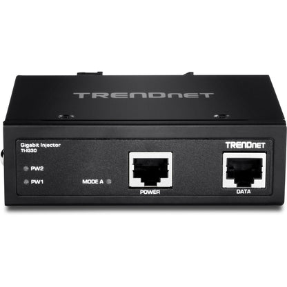 Injecteur PoE+ Gigabit industriel renforcé TRENDnet, rail DIN, montage mural, boîtier IP30, supports rail DIN et muraux inclus, TI-IG30 TI-IG30