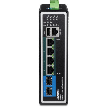 TRENDnet 6-Port Industrial Gigabit L2+ Managed PoE++ DIN-Rail Switch TI-BG62I