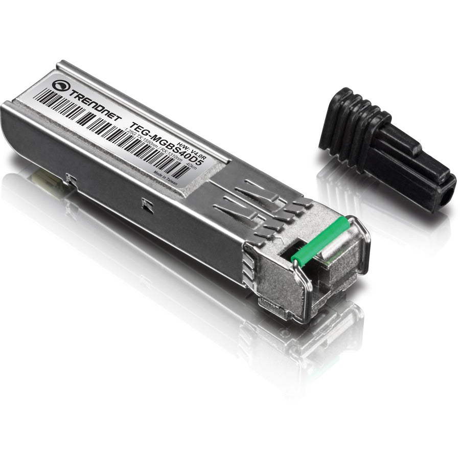Module LC monomode double longueur d'onde SFP vers RJ45 TRENDnet ; TEG-MGBS40D5 ; Doit être associé au TEG-MGBS40D3 ou à un module compatible ; Jusqu'à 40 km (24,9 miles) ; Compatible avec les emplacements SFP standard ; Protection à vie TEG-MGBS40D5