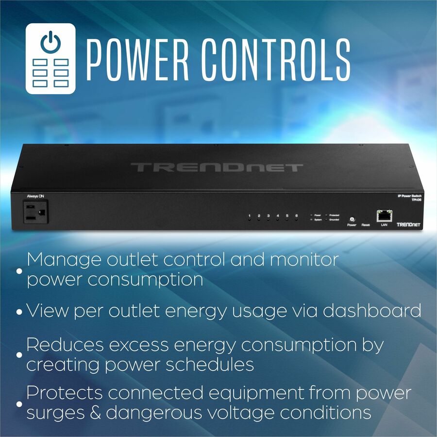 Unité de distribution d'alimentation TRENDnet à 6 prises et à montage en rack TPI-06