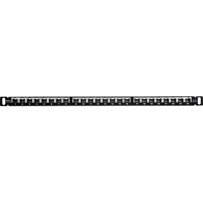 Panneau de brassage demi-U blindé CAT6A 24 ports TRENDnet, TC-P24C6AHS, compatible 10G, moitié de la hauteur des panneaux de brassage 1U standard, boîtier de montage en rack métallique, compatible CAT5e/Cat6/CAT6A, gestion des câbles TC-P24C6AHS