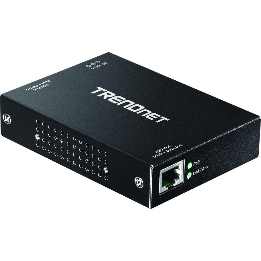 Répéteur/amplificateur Gigabit PoE+ TRENDnet, 1 port d'entrée Gigabit PoE+, 1 port de sortie Gigabit PoE, s'étend sur 100 m pour une distance totale jusqu'à 200 m (656 pi), prend en charge PoE (15,4 W) et PoE+ (30 W), noir, TPE-E100 TPE-E100
