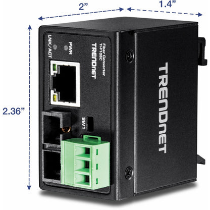 Convertisseur fibre optique multimode 100Base-FX industriel renforcé TRENDnet ; (2 km ; 1,2 mile) ; boîtier IP40 ; TI-F10SC TI-F10SC