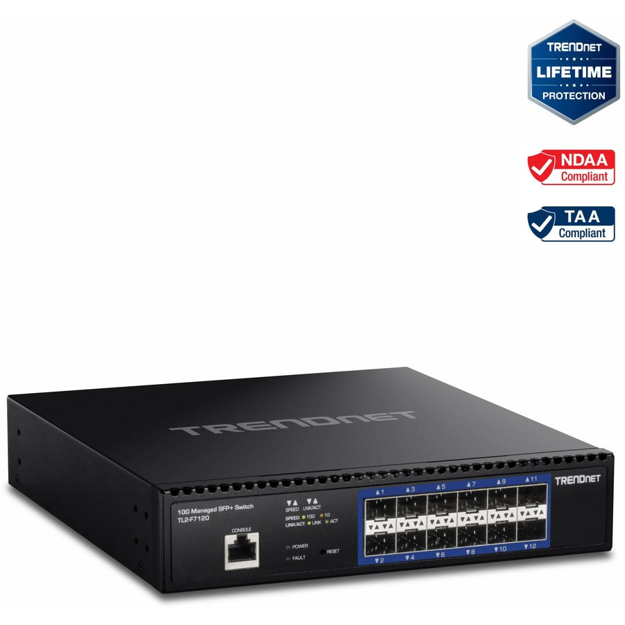 TRENDnet 12-Port 10G Layer 2 Managed SFP+ Switch TL2-F7120