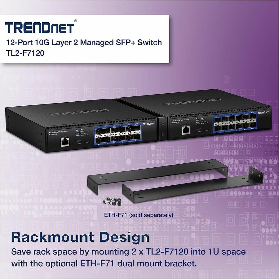 TRENDnet 12-Port 10G Layer 2 Managed SFP+ Switch TL2-F7120