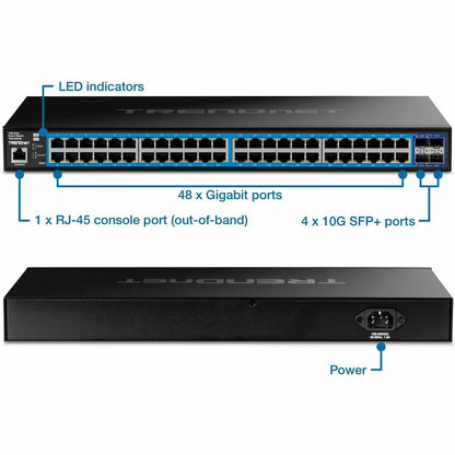 Commutateur Web intelligent Gigabit à 52 ports TRENDnet avec ports SFP+ 10G TEG-3524S