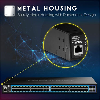 Commutateur Web intelligent Gigabit à 52 ports TRENDnet avec ports SFP+ 10G TEG-3524S