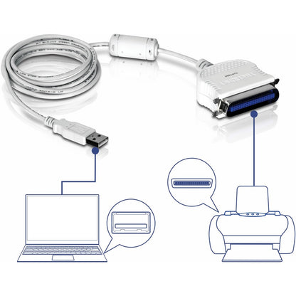 Câble convertisseur USB vers parallèle 1284 TRENDnet, TU-P1284, USB 1.1/2.0/3.0, Windows 10/8.1/8/7, Mac OS X 10.6-10.9, longueur de 2 m (6,6 pi), connexion d'imprimantes à port parallèle à un port USB, Plug &amp; Play TU-P1284