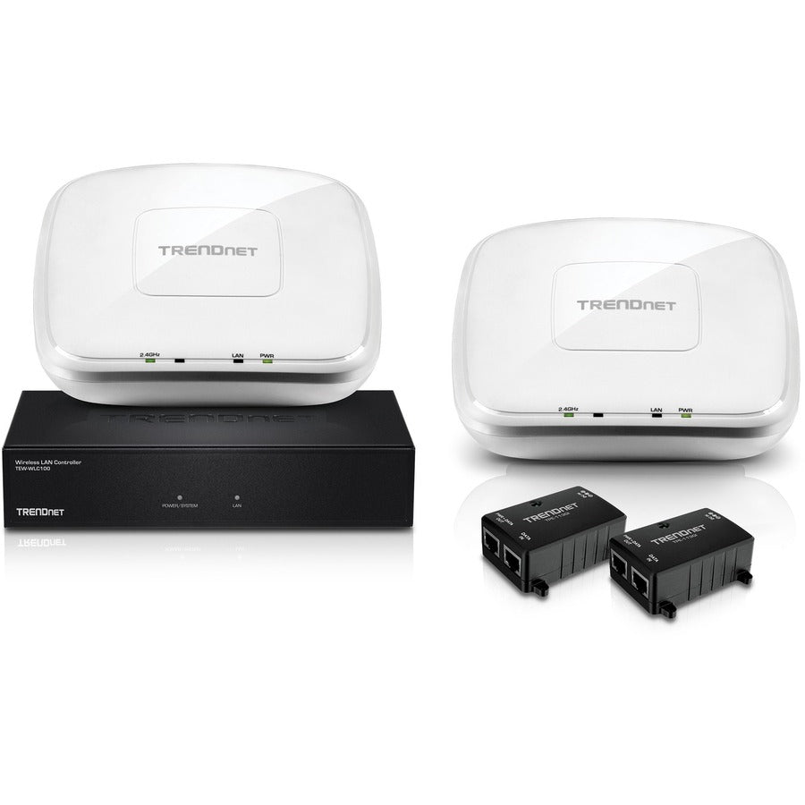 Kit de contrôleur sans fil TRENDnet N300, contrôleur LAN, points d'accès N300, injecteurs PoE, portail captif, itinérance rapide, gestion jusqu'à 128 points d'accès, TEW-755AP2KAC TEW-755AP2KAC