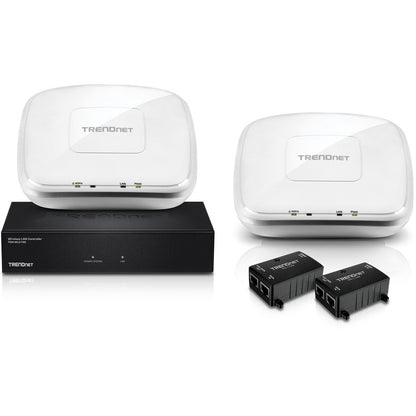 Kit de contrôleur sans fil TRENDnet N300, contrôleur LAN, points d'accès N300, injecteurs PoE, portail captif, itinérance rapide, gestion jusqu'à 128 points d'accès, TEW-755AP2KAC TEW-755AP2KAC