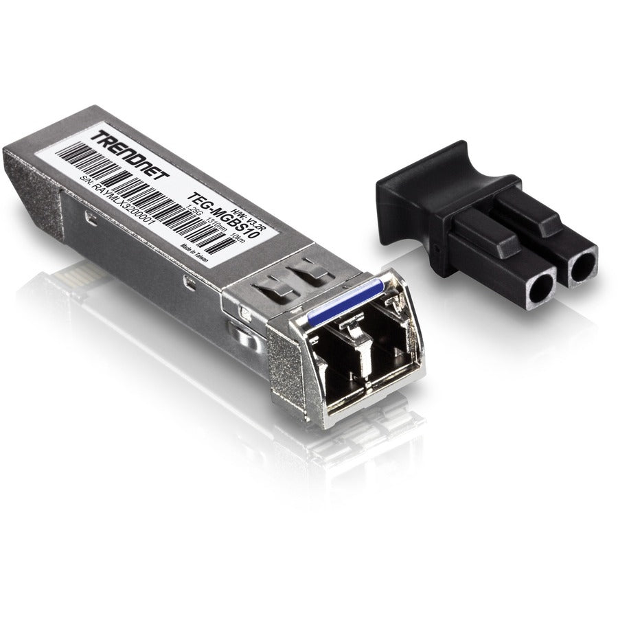Module LC monomode SFP vers RJ45 Mini-GBIC TRENDnet ; TEG-MGBS10 ; pour fibre monomode ; distances jusqu'à 10 km (6,2 miles) ; module Gigabit SFP ; IEEE 802.3z Gigabit Ethernet ; protection à vie TEG-MGBS10