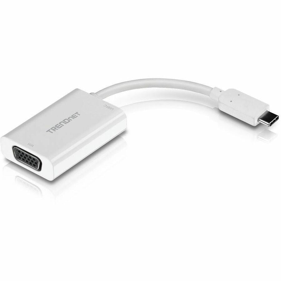 Adaptateur USB-C vers VGA TRENDnet avec alimentation, connexion USB-C haute vitesse, compatible avec l'alimentation USB-C, CHROME, WINDOWS 10, MAC, TUC-VGA2 TUC-VGA2