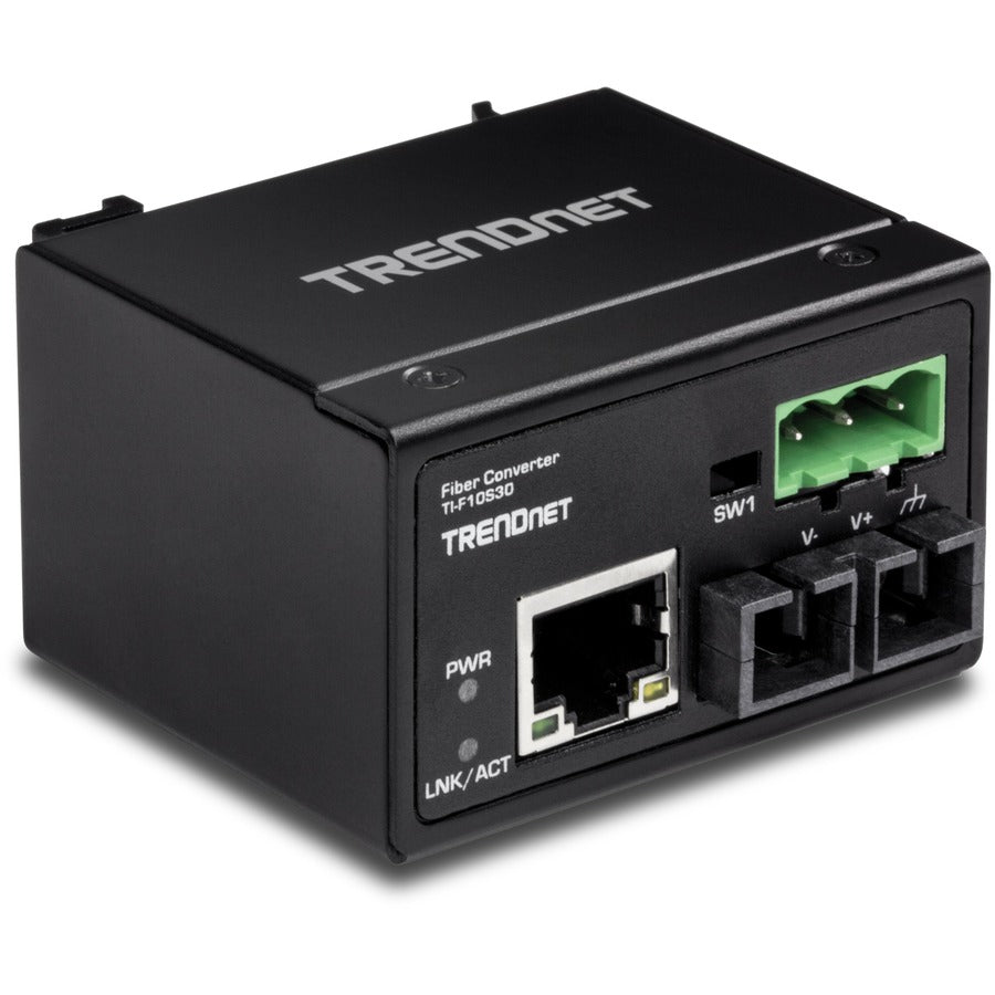 Convertisseur de fibre optique monomode 100Base-FX industriel renforcé TRENDnet ; (30 km ; 18,6 miles) ; boîtier IP40 ; TI-F10S30 TI-F10S30