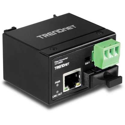 Convertisseur de fibre optique monomode 100Base-FX industriel renforcé TRENDnet ; (30 km ; 18,6 miles) ; boîtier IP40 ; TI-F10S30 TI-F10S30