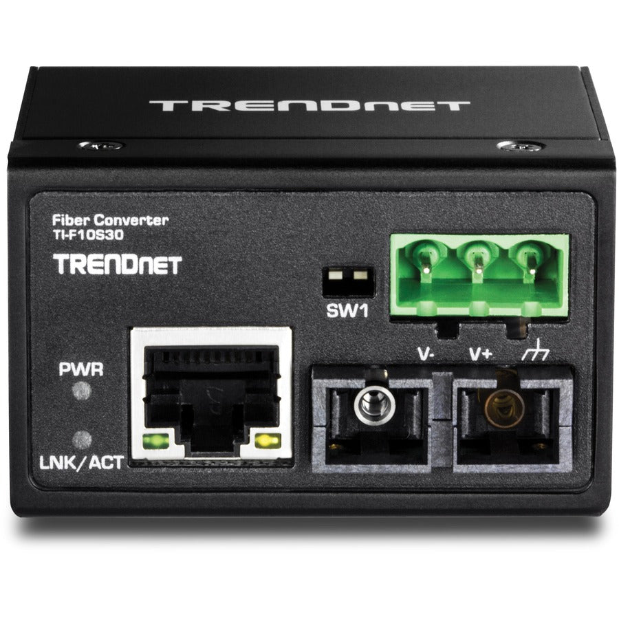 Convertisseur de fibre optique monomode 100Base-FX industriel renforcé TRENDnet ; (30 km ; 18,6 miles) ; boîtier IP40 ; TI-F10S30 TI-F10S30