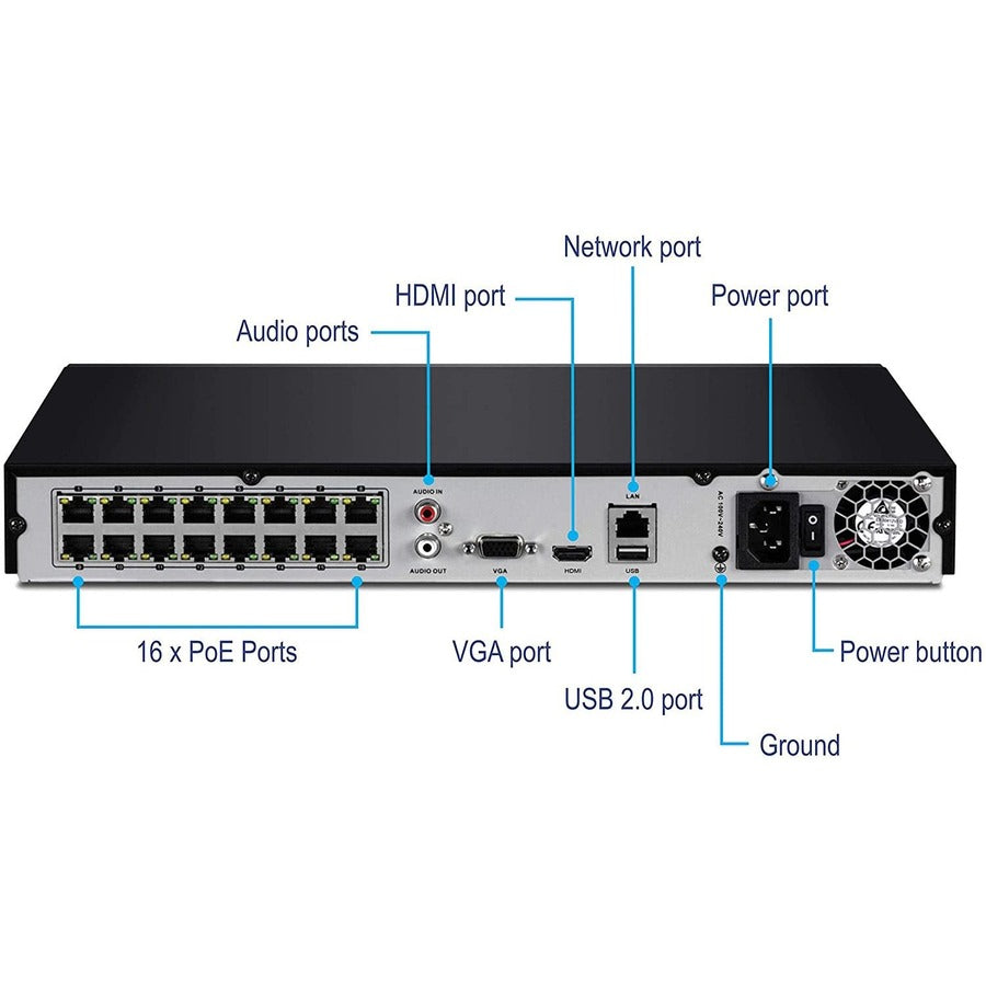 TRENDnet 16 canaux H.264/H.265 PoE+ NVR TV-NVR416
