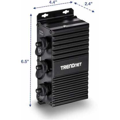 TRENDnet Extendeur UPoE Gigabit industriel extérieur à 2 ports, s'étend sur 100 m - Distance totale jusqu'à 200 m (656'), prend en charge PoE (15,4 W), PoE+ (30 W), UPoE (60 W), boîtier IP67, TI-EU120 TI-EU120