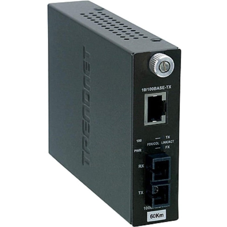 Convertisseur de média fibre optique monomode 100Base-TX vers 100Base-FX de TRENDnet (60 km ; 37,3 miles) ; négociation automatique ; duplex intégral ; port RJ-45 ; convertisseur fibre vers Ethernet ; protection à vie ; TFC-110S60 TFC-110S60