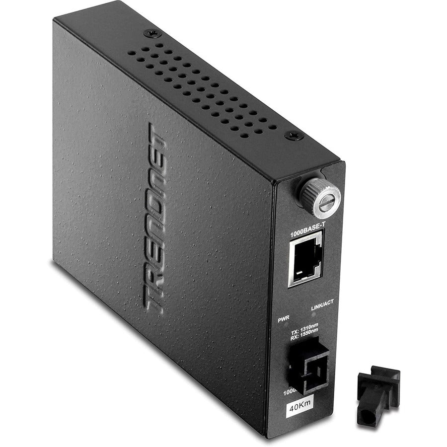 TRENDnet Intelligent Fiber Media Converter; 1000Base-T to 1000Base-LX Dual Wavelength Single Mode SC Fiber (40 km / 24.85 miles)Fiber to Ethernet Converter; RJ-45; Lifetime Protection; TFC-1000S40D3 TFC-1000S40D3