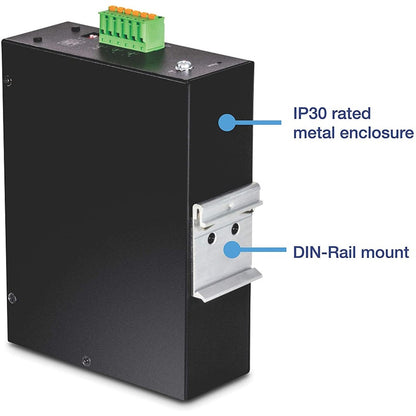 Commutateur DIN-Rail géré Gigabit industriel L2 à 6 ports TRENDnet ; 4 ports Gigabit ; 2 emplacements SFP ; montage sur rail DIN ; IP30 ; VLAN ; QoS ; LACP ; STP/RSTP ; gestion de la bande passante ; protection à vie ; TI-G642i TI-G642I