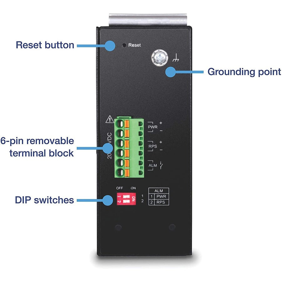 Commutateur DIN-Rail géré Gigabit industriel L2 à 6 ports TRENDnet ; 4 ports Gigabit ; 2 emplacements SFP ; montage sur rail DIN ; IP30 ; VLAN ; QoS ; LACP ; STP/RSTP ; gestion de la bande passante ; protection à vie ; TI-G642i TI-G642I
