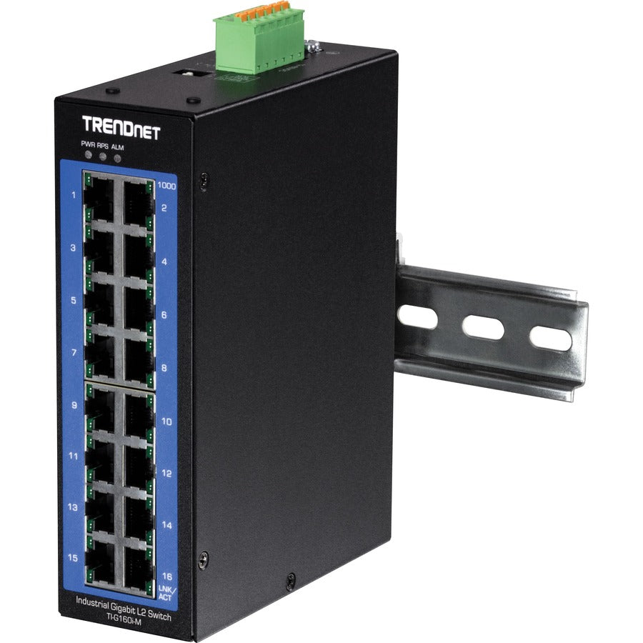 Commutateur industriel Gigabit L2 à rail DIN géré à 16 ports TRENDnet TI-G160I-M