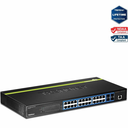 Commutateur Gigabit Layer 2 à 24 ports TRENDnet avec 4 emplacements Mini-GBIC partagés ; capacité de commutation de 48 Gbit/s ; SNMP ; protection à vie ; TL2-G244 TL2-G244
