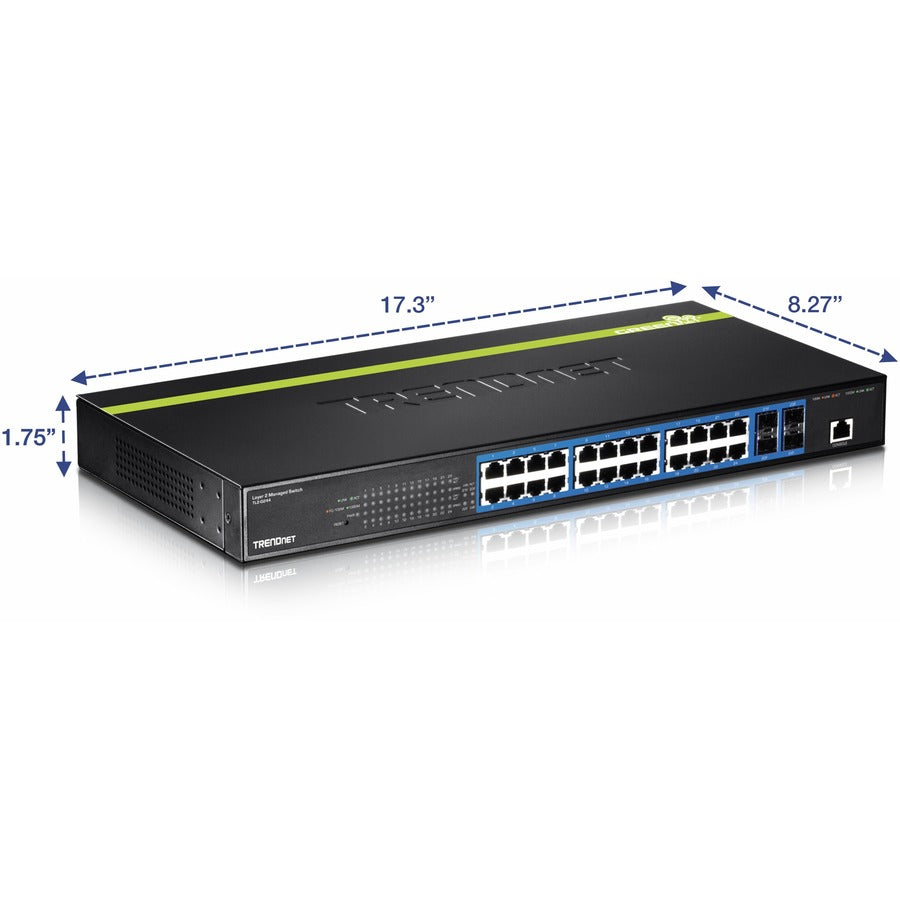 Commutateur Gigabit Layer 2 à 24 ports TRENDnet avec 4 emplacements Mini-GBIC partagés ; capacité de commutation de 48 Gbit/s ; SNMP ; protection à vie ; TL2-G244 TL2-G244