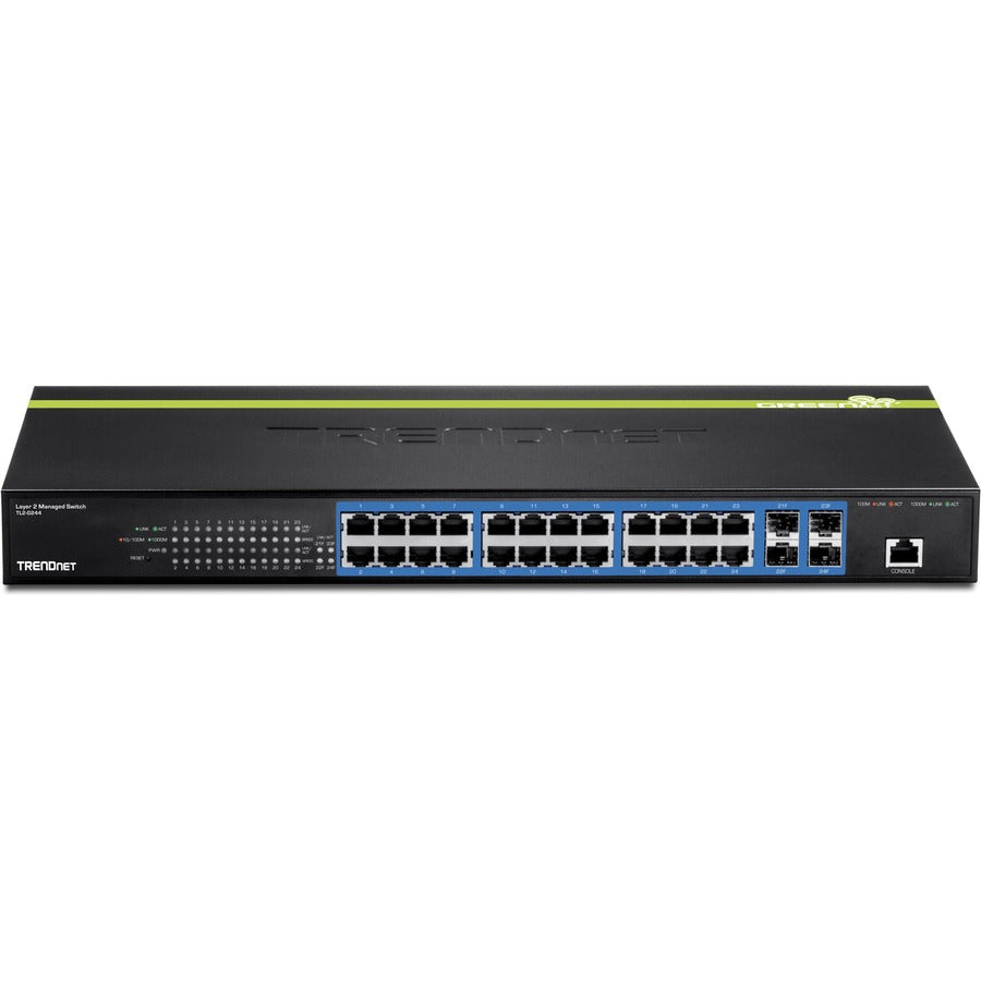 Commutateur Gigabit Layer 2 à 24 ports TRENDnet avec 4 emplacements Mini-GBIC partagés ; capacité de commutation de 48 Gbit/s ; SNMP ; protection à vie ; TL2-G244 TL2-G244