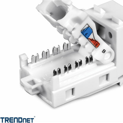 TRENDnet Lot de 50 prises Keystone Cat6, TC-K50C6, compatibles avec les câbles Cat5/Cat5e/Cat6 Prises Keystone RJ45 Cat6, à utiliser avec les panneaux de brassage Keystone vierges TC-KP24 ou TC-KP48 (vendus séparément) TC-K50C6