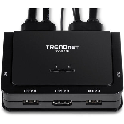 TRENDnet 2-Port 4K HDMI KVM Switch w/ Audio, TK-216i, 4K UHD (3840 x 2160@60Hz, 3.5mm speaker/microphone, USB Switch 2 Computers, USB 2.0, HDMI 2.0, HDMI 5.1 Audio Support, Monitor USB Sharing Switch TK-216I