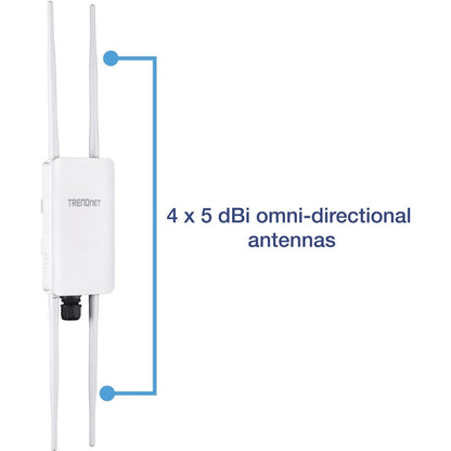 Point d'accès omnidirectionnel extérieur sans fil AC1300 PoE+ 5 DBI TRENDnet ; TEW-841APBO ; 4 antennes omnidirectionnelles 5 DBI ; pont WiFi point à point et point à multipoint ; IEEE 802.3AT PoE+ TEW-841APBO