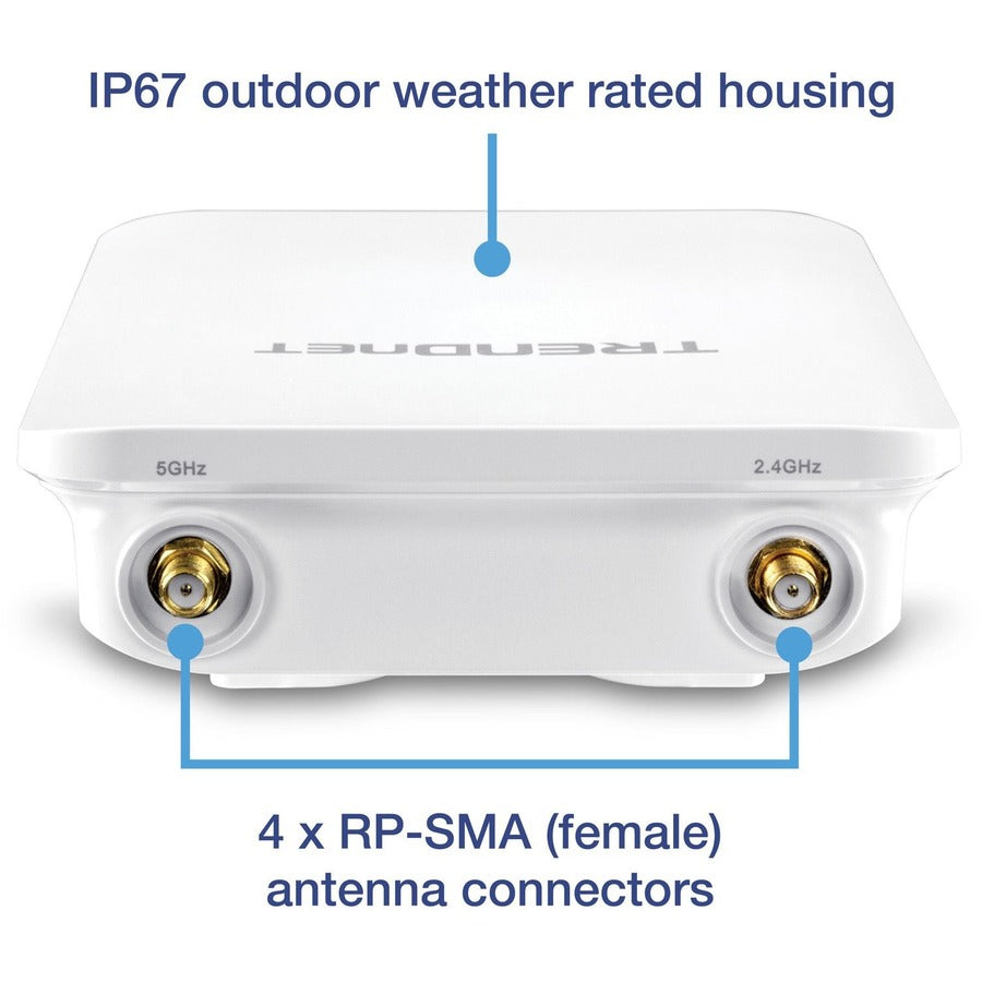 Point d'accès omnidirectionnel extérieur sans fil AC1300 PoE+ 5 DBI TRENDnet ; TEW-841APBO ; 4 antennes omnidirectionnelles 5 DBI ; pont WiFi point à point et point à multipoint ; IEEE 802.3AT PoE+ TEW-841APBO