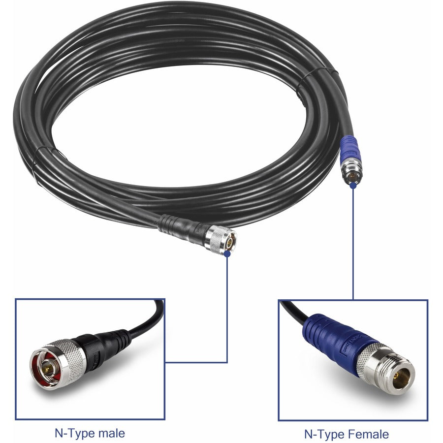 Câble TRENDnet LMR-LW400 à faible perte type N mâle vers type N femelle, 6 m (19,6 pi), compatible 2,4/5 GHz, TEW-L406 TEW-L406