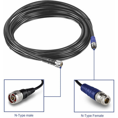 Câble TRENDnet LMR-LW400 à faible perte type N mâle vers type N femelle, 6 m (19,6 pi), compatible 2,4/5 GHz, TEW-L406 TEW-L406