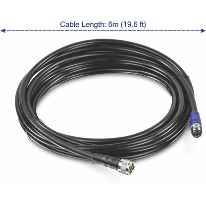 Câble TRENDnet LMR-LW400 à faible perte type N mâle vers type N femelle, 6 m (19,6 pi), compatible 2,4/5 GHz, TEW-L406 TEW-L406