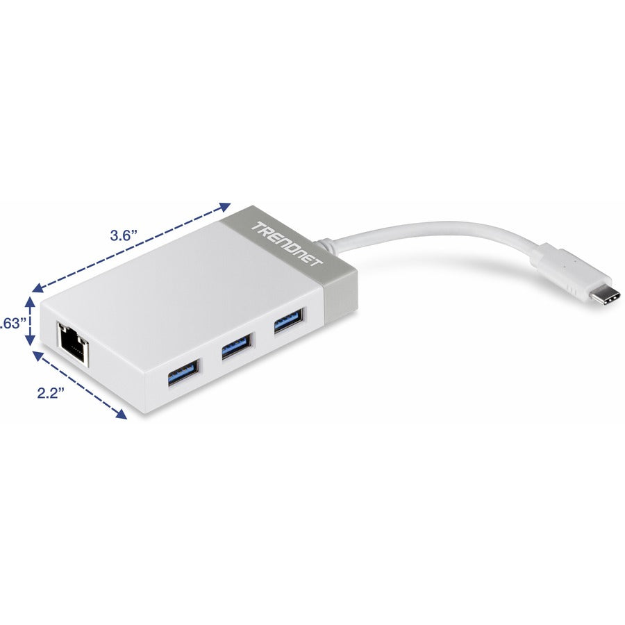 Adaptateur USB-C vers Gigabit TRENDnet, 12,7 cm (5) pour Windows, Mac OS, MacBook et Surface Pro, TUC-ETGH3 TUC-ETGH3