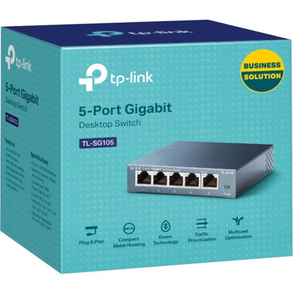 TP-LINK TL-SG105 5-Port 10/100/1000Mbps Desktop Gigabit Steel Cased Switch TL-SG105
