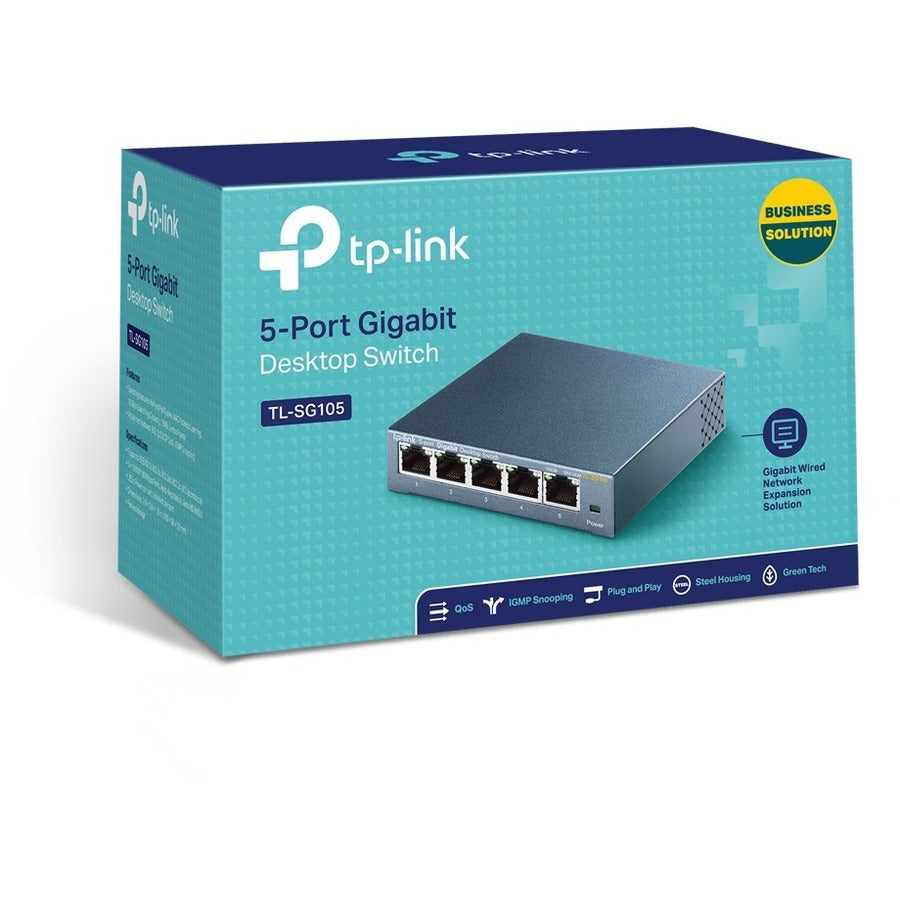 TP-LINK TL-SG105 5-Port 10/100/1000Mbps Desktop Gigabit Steel Cased Switch TL-SG105